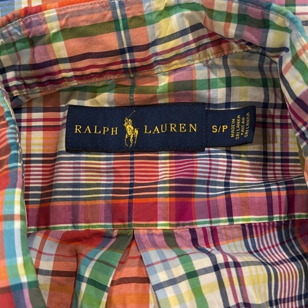 Ralph Lauren Orange Plaid Cotton Button Down Shirt Size S - Picture 5 of 6
